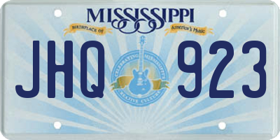 MS license plate JHQ923