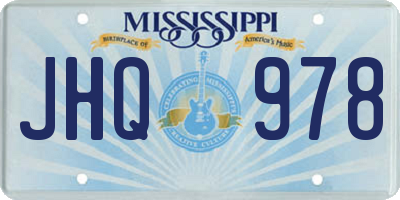 MS license plate JHQ978