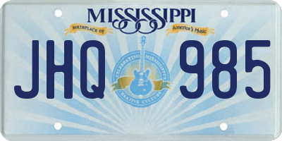 MS license plate JHQ985