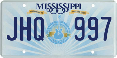 MS license plate JHQ997