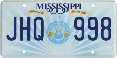 MS license plate JHQ998