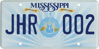 MS license plate JHR002