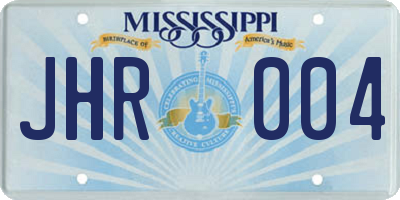 MS license plate JHR004