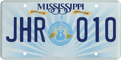 MS license plate JHR010