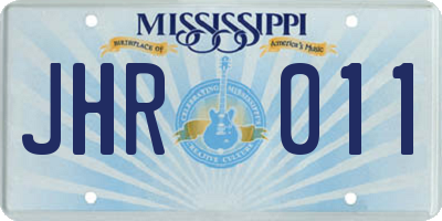 MS license plate JHR011