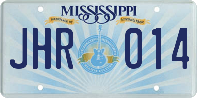 MS license plate JHR014