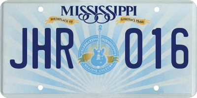 MS license plate JHR016
