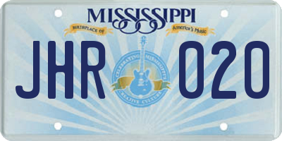 MS license plate JHR020