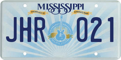 MS license plate JHR021
