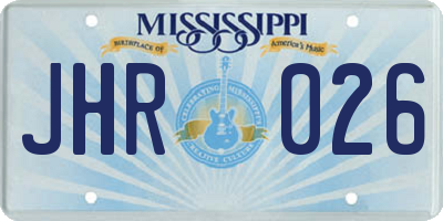 MS license plate JHR026