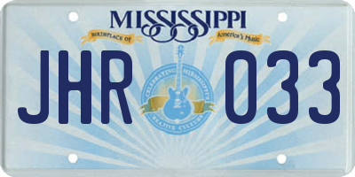 MS license plate JHR033