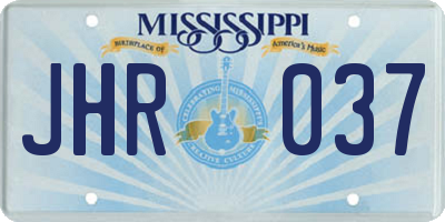 MS license plate JHR037