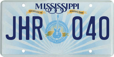 MS license plate JHR040