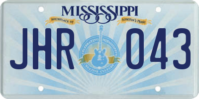 MS license plate JHR043