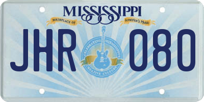 MS license plate JHR080