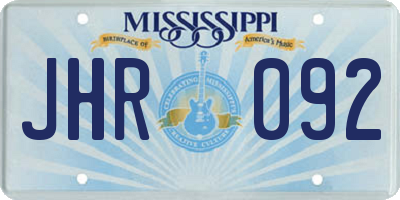 MS license plate JHR092