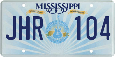 MS license plate JHR104