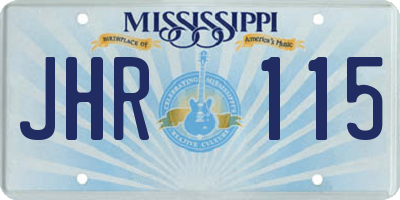 MS license plate JHR115