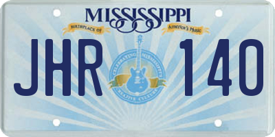MS license plate JHR140