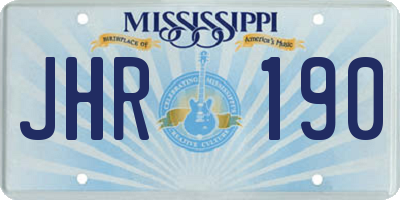 MS license plate JHR190