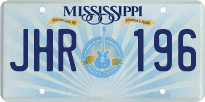 MS license plate JHR196