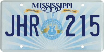 MS license plate JHR215