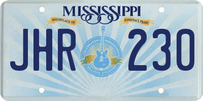 MS license plate JHR230