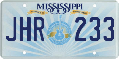 MS license plate JHR233