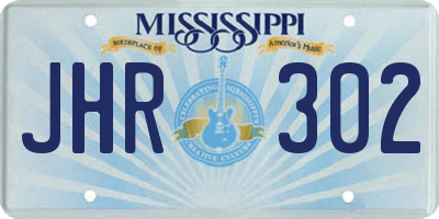 MS license plate JHR302