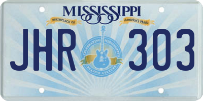 MS license plate JHR303