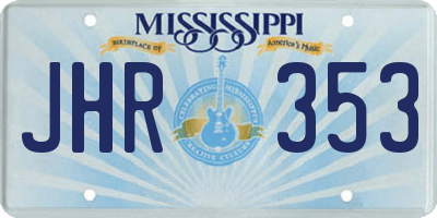 MS license plate JHR353