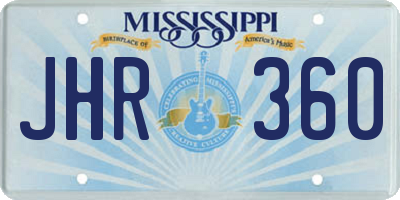 MS license plate JHR360