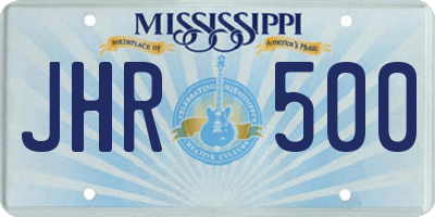 MS license plate JHR500