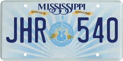 MS license plate JHR540