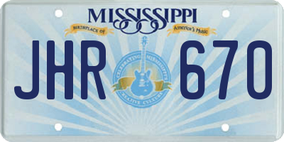 MS license plate JHR670