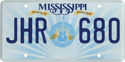 MS license plate JHR680