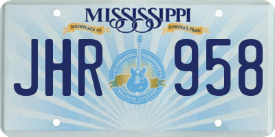 MS license plate JHR958