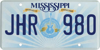 MS license plate JHR980