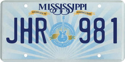 MS license plate JHR981