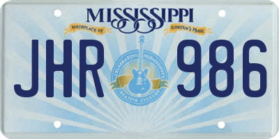 MS license plate JHR986