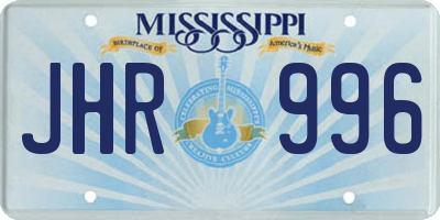MS license plate JHR996