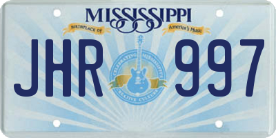 MS license plate JHR997