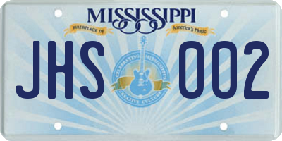 MS license plate JHS002