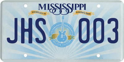 MS license plate JHS003