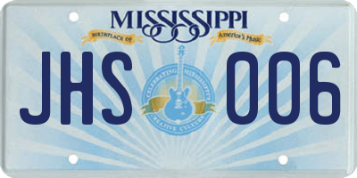 MS license plate JHS006