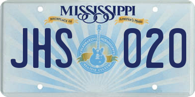 MS license plate JHS020