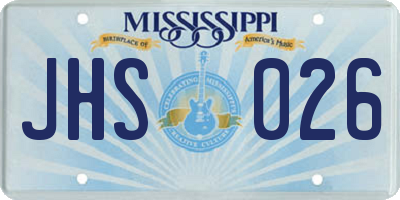 MS license plate JHS026