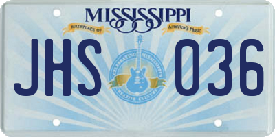 MS license plate JHS036