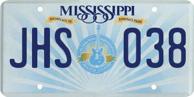 MS license plate JHS038