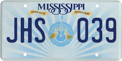 MS license plate JHS039